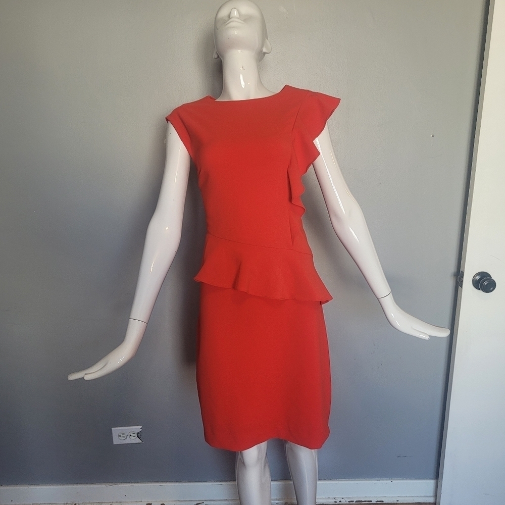 ECI Red Ruffle Dress, VGUC, Size 14
